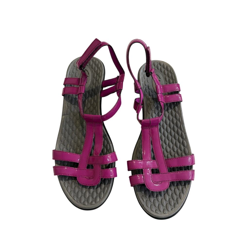 Clarks Collection Strappy Sandals Womens 11 Wide Purple Gray Comfort Footbed